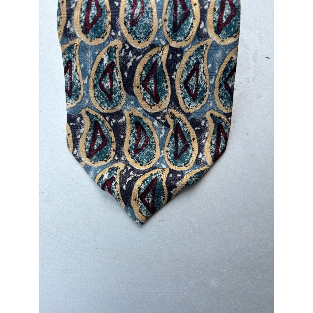 Tino Cosma Mens Silk Tie Blue Paisley Abstract Made in Italy Levy's Nashville - Picture 2 of 9